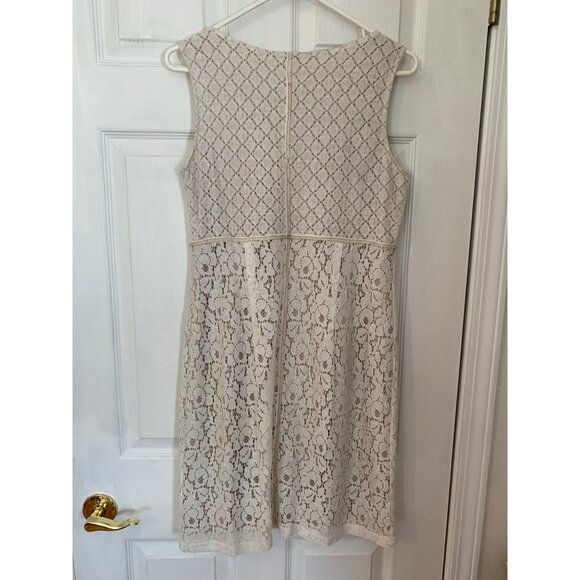Cato Womens Sheath Mini Dress Size 8 White Crochet High Neck Sleeveless - Picture 2 of 7